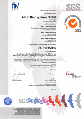 Giấy chứng nhận ISO 9001-2015 của ABUS